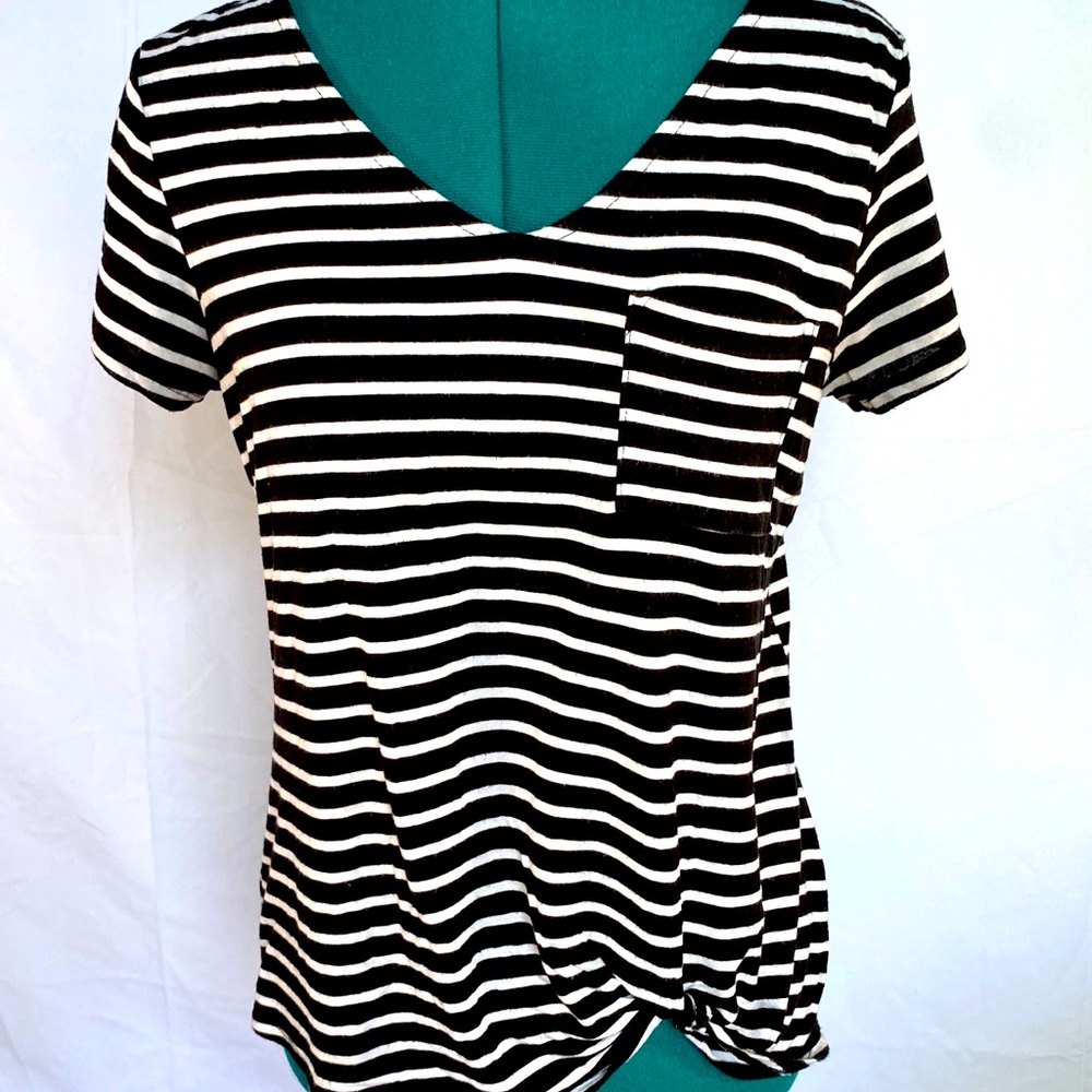 Black, White Striped T shirt